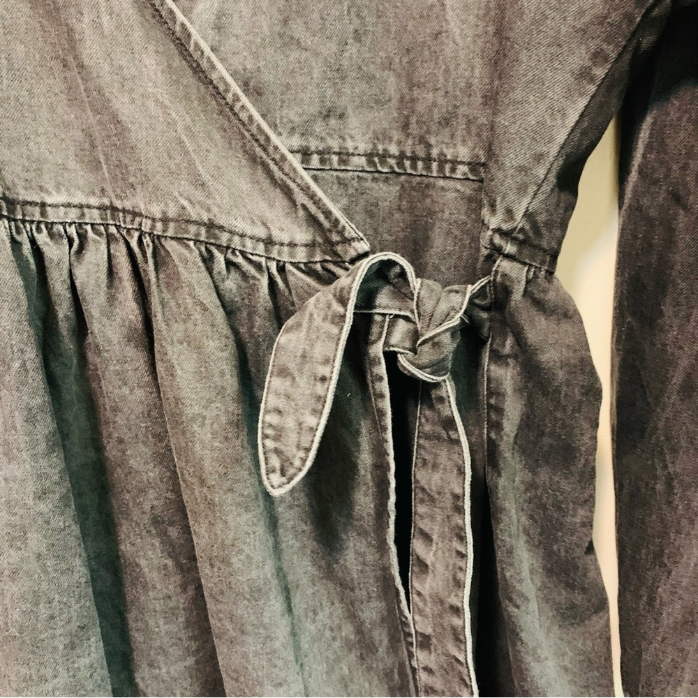 ASOS Black Denim Wrap Dress - Picture 3 of 9
